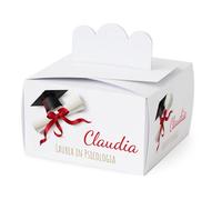 FERDINANDO FAMA' FAMÀ - Scatoline Portaconfetti per Laurea Quadrate Cappello e Pergamena 2 - Bomboniera Personalizzabile in Cartoncino Pregiato - 24 Scatoline