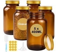Ferenando 5 x 400ml Marrone Barattoli in Vetro con Coperchio in Alluminio