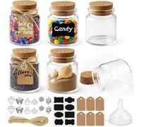 Ferenando 6 Pezzi 50ml Mini Barattoli Vetro con Tappo Sughero & DIY Accessori, Mini Barattolini Vetro Piccoli con Tappo, Vasetti Piccoli per Decorazioni, Feste, Spezie da Cucina, Regalo per Ospiti
