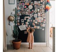 FERFLEX - Kit carta da parati magnetica - Adesivo Nero Riposizionabile - Ardesia cancellabile - Decorazione murale - 8 magneti d'argento inclusi - 2,60mx60cm