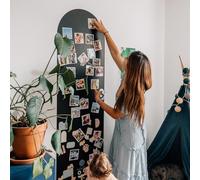 FERFLEX - Kit carta da parati magnetica arrotondata - Versione adesiva riposizionabile - Ardesia cancellabile - Decorazione murale - 8 magneti argento inclusi - 2mx58cm