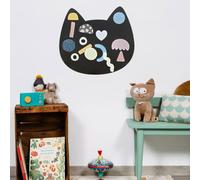 FERFLEX - Lavagna magnetica per bambini a forma di testa di gatto - decorazione da parete con banda magnetica riposizionabile - venduta con un set di forme geometriche - 50x56cm