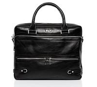 FERGÉ® Borsa tracolla porta pc vera pelle BETH grande cartella laptop computer portatile 15" Messenger porta-documenti Università Scuola Ufficio Lavoro Business uomo donna cuoio nero