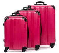 FERGÉ set di 3 valigie viaggio QUÉBEC - bagaglio rigido dure leggera 3 pezzi valigetta 4 ruote rosa