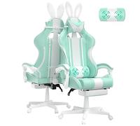 Ferghana Sedia Gaming Ergonomica con Poggiapiedi e Cuscino Lombare, Poggiatesta, Multifunzionale, Comoda per Ufficio e Gaming, Verde Menta