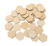 Feriany 100 pezzi in legno esagonale in legno di faggio per progetti fai da te arti artigianali pronti per dipingere o decorare (25 mm)