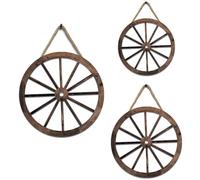 Feriany 3 pezzi in legno ruota di carro da appendere alla parete giardino arte vintage appeso per casa garage a forma di ruota pendente decorazione