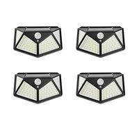 Feriany 4 pezzi Lampade Solari a LED per Esterni, Illuminazione per Esterni, Luce Solare, Lampada da Parete per Giardino, Luci con Sensore di Movimento, Impermeabile, 100 LED, 3 Mods
