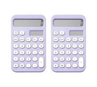 Feriany Calcolatrice da scrivania da 2 pezzi Calcolatrice di base Calcolatrice tascabile a 12 cifre Scrivania con display LCD per ufficio e scuola viola
