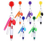 Feriany Confezione da 6 penne retrattili per penne a bobina con mini evidenziatore, penne per infermiere, pennarello, portachiavi a LED