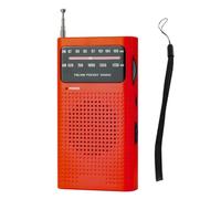 Feriany Mini radio portatile a banda intera AM FM con puntatore tascabile per , analogico, rosso
