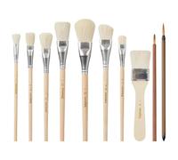 Feriany Pennelli per pittura acrilica, set di 10 pennelli per glassa per ceramica, set di pennelli per mop in miscela di capelli di capra per ceramica acrilica