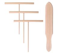Feriany Set di 4 Spatole In Legno A Forma di T per Spalmare L'Impasto per Pancake, Spatole e Spalmatore per Crepe Utensili da Cucina per Crepe Maker Uniformi.