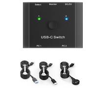 Feriany Switch KVM USB-C 8K, 2 in 1 Out, 8K@30Hz, 4K@120Hz, PD 100W, trasmissione dati 10Gbps