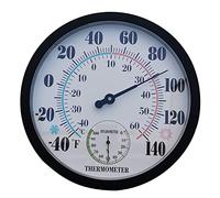 Feriany Termometro per interni ed esterni Termometro per giardino parete cortile clima igrometro grande numero 10 pollici di diametro (nero)
