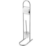 FERIDRAS 151036 Piantana Portascopino e Portarotolo, Metallo, Cromo, 11x17x41 cm