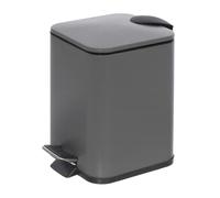 Pattumiera Cestino rifiuti bagno quadrata in acciaio grigio 3 Lt a pedale