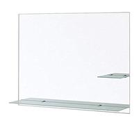Specchio bagno 80x60 cm a filo lucido con mensole in vetro satinato