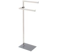 PIANTANA PORTA ASCIUGAMANI BAGNO DOPPIA ACCIAIO BASE VETRO GRIGIA 20x28xh.86,5cm