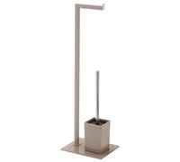 Feridras Piantana porta rotolo e scopino bagno Full Tortora – vetro e acciaio 22×18×70,5 cm