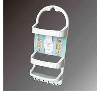 Mensola Ovale Per Doccia A 3 Ripiani In Plastica Bianco 27x62x12cm