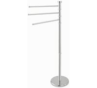 Piantana porta asciugamani da bagno 3 bracci acciaio cromato 93cm a pavimento