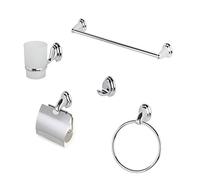 SET ACCESSORI BAGNO IN CROMO/VETRO SATINATO LINEA FACILE 5 PEZZI - 659001