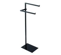 PIANTANA PORTA ASCIUGAMANI BAGNO DOPPIA BASE VETRO FULL NERA 20x28xh.86,5cm