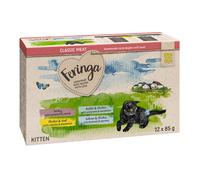 Feringa Classic Meat Kitten Buste 12 x 85 g Umido per gattini - Mix 2: Pollame, Tacchino & Coniglio, Pollo & Trota, Salmone & Tacchino