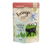 Feringa Classic Meat Menù Busta 12 x 85 g umido per gatto - Coniglio & Tacchino con Olivello ed Erba gatta