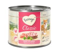 Feringa Classic Meat Menù Kitten 24 x 200 g umido per gattini - Salmone & Pollo con Broccoli e Prezzemolo
