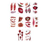 Ferite di adesivi di Halloween, adesivo temporaneo per il viso, Decalcomania per il trucco viso creativo, Adesivo temporaneo per di Halloween, 10 pezzi Divertenti decalcomanie per scherzi co