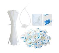 Ferizzia 100 Pezzi Set di Fascette, 15 cm Fascette Nylon e 12.5 x 12.5 mm Fermacavi Adesivi, Cable Management, di alta Qualità, Durevole, per Camere Letto Sale e Uffici