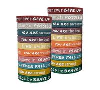 Ferizzia 20 Pezzi Braccialetti Motivazionali in Silicone, Bracciali Colorati Bambini on Frasi Motivazionali, Braccialetti Sportivi con Scritta, Bambini Regalo, per Adolescenti, Studenti e Colleghi