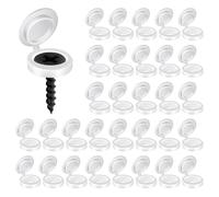 Ferizzia 200 Pezzi Tappi Coprivite Incernierato in Plastica, Tappi a Vite in Plastica, Ripiegabile Coprivite, Copriviti Bianco, per M4 - M6 Viti, per Armadi, Mobili, Scaff (Bianco)