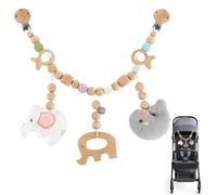 Ferizzia Catena per Passeggino in Legno, Elefante e Balena Catena Carrozzina in Legno, Impiccabile Carrozzina Pendente in Legnos con Clip, per Nascita per Neonati, Ragazze e Ragazzi