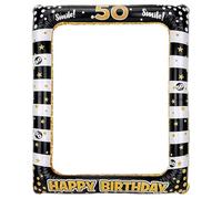 Ferizzia Cornice Portafoto Gonfiabile 50 Anni, Oro Cornice per Foto Gonfiabile Compleanno, 71 x 58 cm, Photo Booth Props, Gadget Compleanno Adulti, per Feste, Eventi, Fotografie
