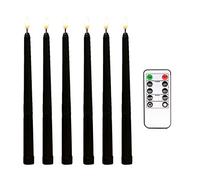 Ferleiss Candele coniche nere con timer remoto a 10 , candele a LED a batteria, 6 pezzi