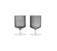 FERM LIVING Set di 2 bicchieri da vino Ripple Clear grigio