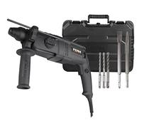 FERM Martello perforatore / Martello demolitore 800W. 4 funzioni: perforazione, percussione, scalpellatura, scalpellatura rotante. Include 3 punte SDS-plus, 2 scalpelli e una pratica custodia