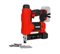 FERM Tacker AX-Power 20V - Capacità: 30 colpi/min - Caricatore per 100 graffette - Per chiodi e graffette - Luce di lavoro LED - Softgrip - Senza batteria e caricatore