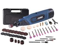 FERM Utensile Rotante Multifunzione a batteria ioni di litio 12V - 1.5Ah. Include caricatore, set da 45 accessori, chiave inglese e custodia