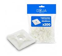 Ferma Cavo Adesivi DOJA Barcelona - Pack 200 - Bianco - Facile da Installare, Supporto Adesivo per Fascette Pratico, Clip Fermacavo Autoadesiva, Versatilità per Passacavi, Fascette Adesive, Fermacavi