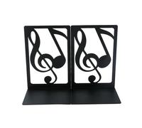 Ferma Libri 2 fermalibri con note artistiche, in ferro traforato, in metallo a forma di L, for ufficio e scrivania