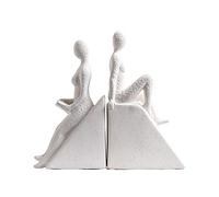 Ferma Libri Set fermalibri lettura uomo e donna, decorazione decorativa for scaffali for libri for casa o ufficio, fermalibri in ceramica bianca for inaugurazione della casa, compleanno o vacanze Regg