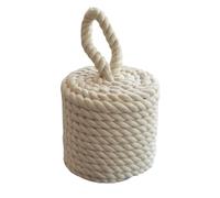 Ferma Porta in Corda Bianca 16x16x25 cm - Forma Cilindro, Fermaporte Decorativo Stile Nautico, Robusto per Interni ed Esterni, Tessuto Elegante con Manico