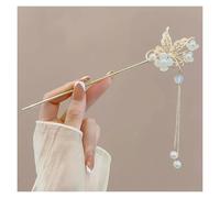 Fermacapelli a U 2 pezzi eleganti fermagli for capelli con nappa, bastoncino design floreale tradizionale, accessorio for acconciature da donna, forcina for(Style B)