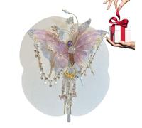 Fermacapelli Fiori | Fermaglio Per Capelli Orientale Con Brillantini - Fiocco Lucido in Seta Rosa Copricapo Fatato per Ragazze Danza Sposa Spiaggia Vacanza Cosplay Matrimonio Scuola