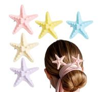 Fermacapelli Per Capelli A Stella Marina | Confezione da 5 Pezzi Decorativi Multicolore Vivace a Tema Marino - Clip per Capelli da Spiaggia | Ideale Come Accessorio Per Spiaggia Viaggi Appuntamenti Va