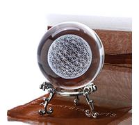 Fermacarte 3D con sfera di cristallo fiore della vita con supporto, sfera unica in vetro con incisione laser Chakra, griglia curativa, sfera di fiori, decorazione per fidanzata, moglie, madre e zia